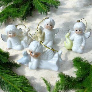 Angel Ornaments (4) Vintage Bone China Christmas Around the World Animals